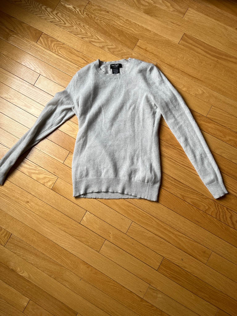Lord & Taylor Heather 100% Cashmere Gray Crewneck Sweater